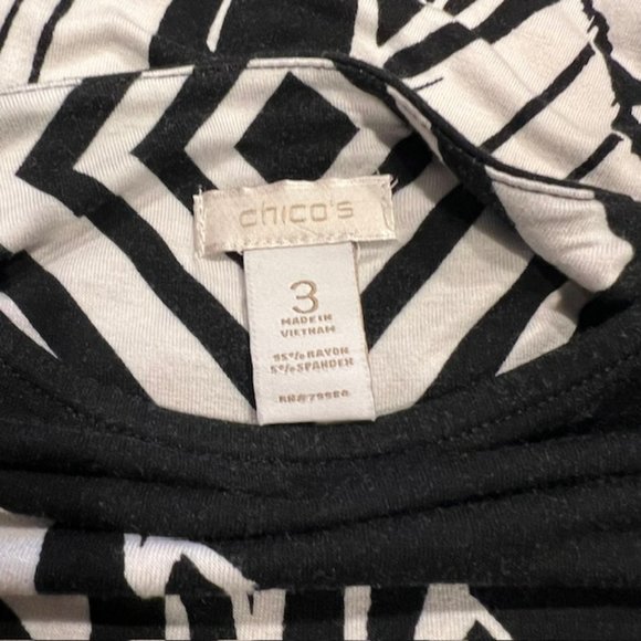 Chico's Black & White Short Sleeve Top Size XL - Picture 9 of 9